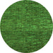 Round Machine Washable Abstract Green Modern Area Rugs, wshabs4566grn