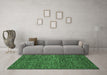 Machine Washable Abstract Emerald Green Modern Area Rugs in a Living Room,, wshabs4566emgrn