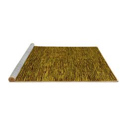 Sideview of Machine Washable Abstract Yellow Modern Rug, wshabs4566yw