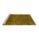 Sideview of Machine Washable Abstract Yellow Modern Rug, wshabs4566yw