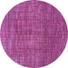 Round Machine Washable Abstract Pink Modern Rug, wshabs4567pnk