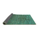 Sideview of Abstract Turquoise Modern Rug, abs4567turq