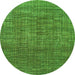 Round Machine Washable Abstract Green Modern Area Rugs, wshabs4567grn