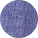 Round Machine Washable Abstract Blue Modern Rug, wshabs4567blu