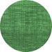 Round Abstract Emerald Green Modern Rug, abs4567emgrn