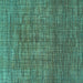 Square Machine Washable Abstract Turquoise Modern Area Rugs, wshabs4567turq