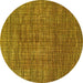 Round Abstract Yellow Modern Rug, abs4567yw