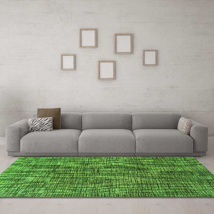 Machine Washable Abstract Green Modern Area Rugs in a Living Room,, wshabs4567grn
