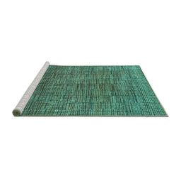 Sideview of Machine Washable Abstract Turquoise Modern Area Rugs, wshabs4567turq