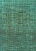 Machine Washable Abstract Turquoise Modern Area Rugs, wshabs4567turq