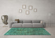 Machine Washable Abstract Turquoise Modern Area Rugs in a Living Room,, wshabs4567turq