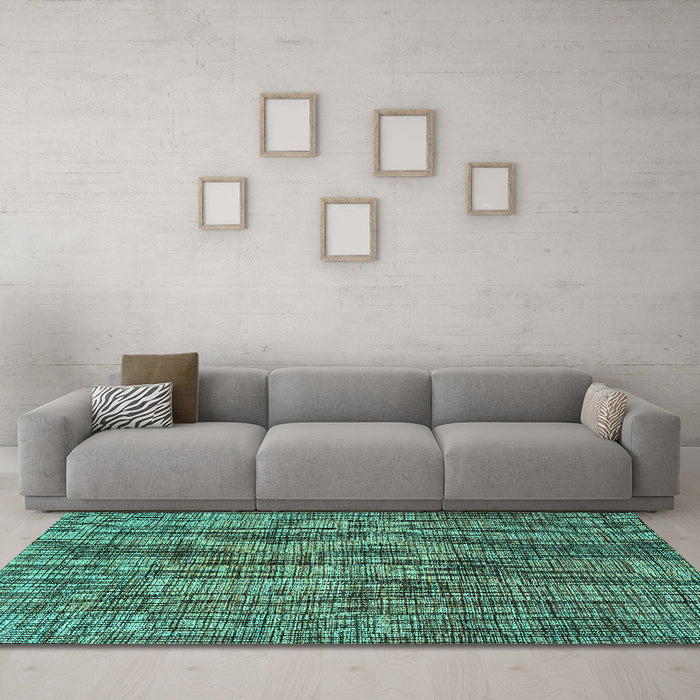 Machine Washable Abstract Turquoise Modern Area Rugs in a Living Room,, wshabs4567turq