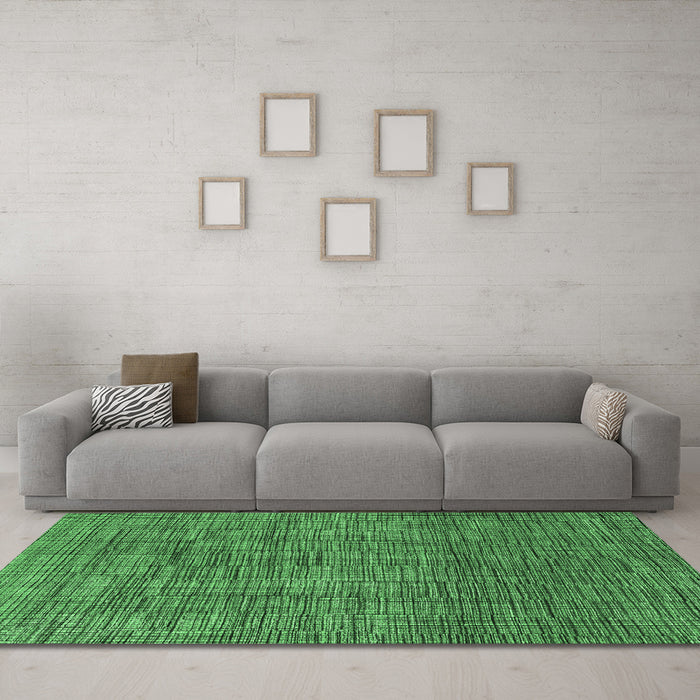 Machine Washable Abstract Emerald Green Modern Area Rugs in a Living Room,, wshabs4567emgrn