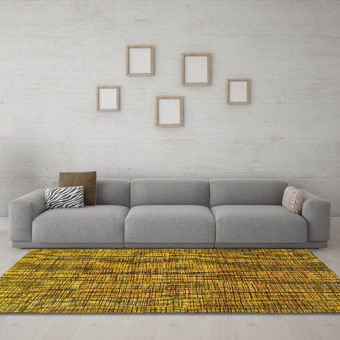 Machine Washable Abstract Yellow Modern Rug in a Living Room, wshabs4567yw