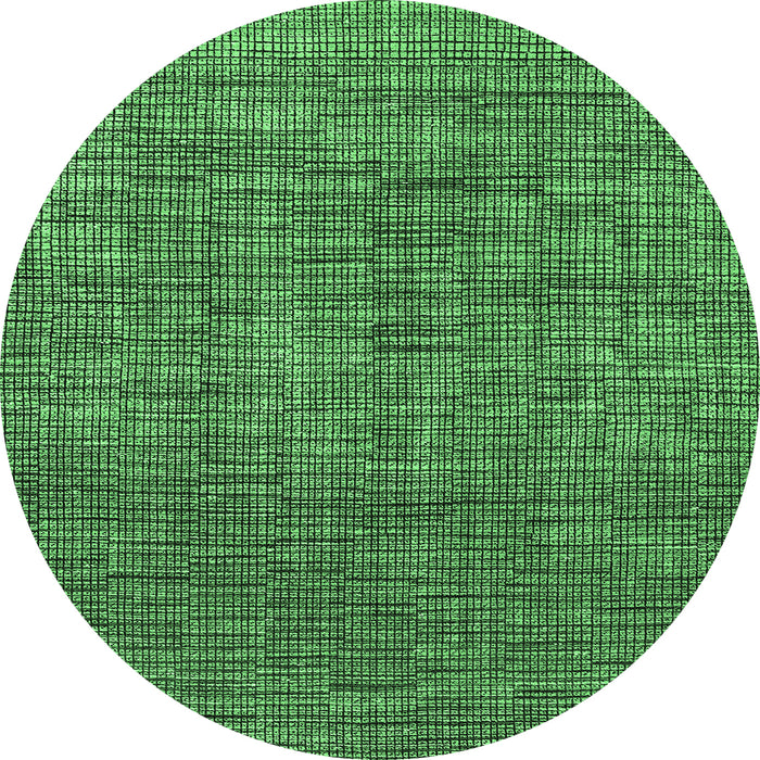 Round Machine Washable Abstract Emerald Green Modern Area Rugs, wshabs4567emgrn