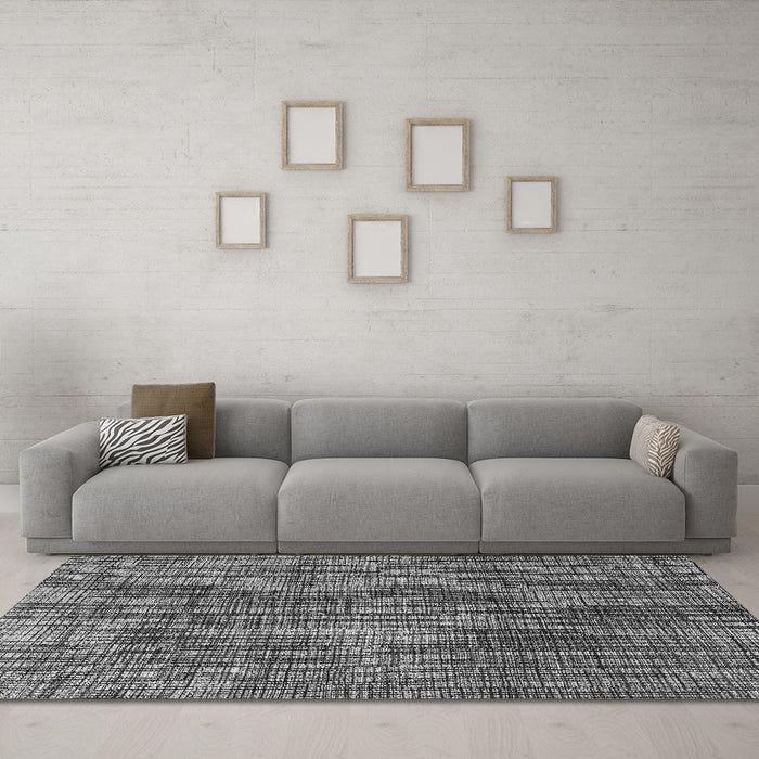 Machine Washable Abstract Gray Modern Rug in a Living Room,, wshabs4567gry