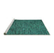 Sideview of Machine Washable Abstract Turquoise Modern Area Rugs, wshabs4568turq