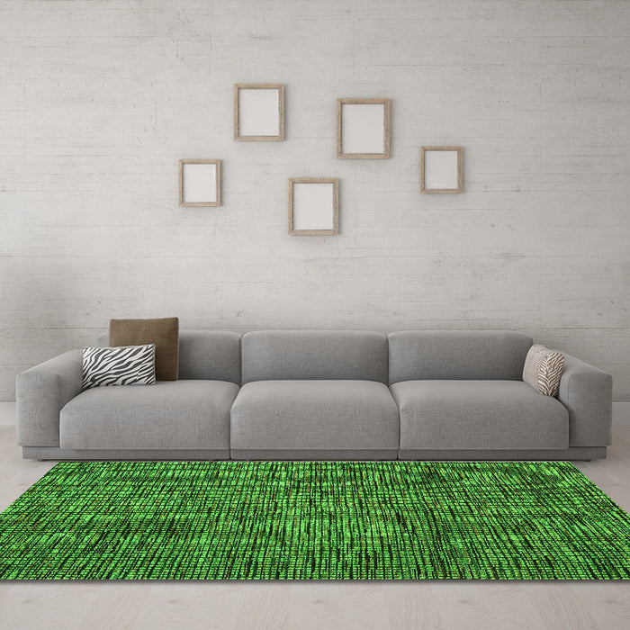 Machine Washable Abstract Green Modern Area Rugs in a Living Room,, wshabs4568grn