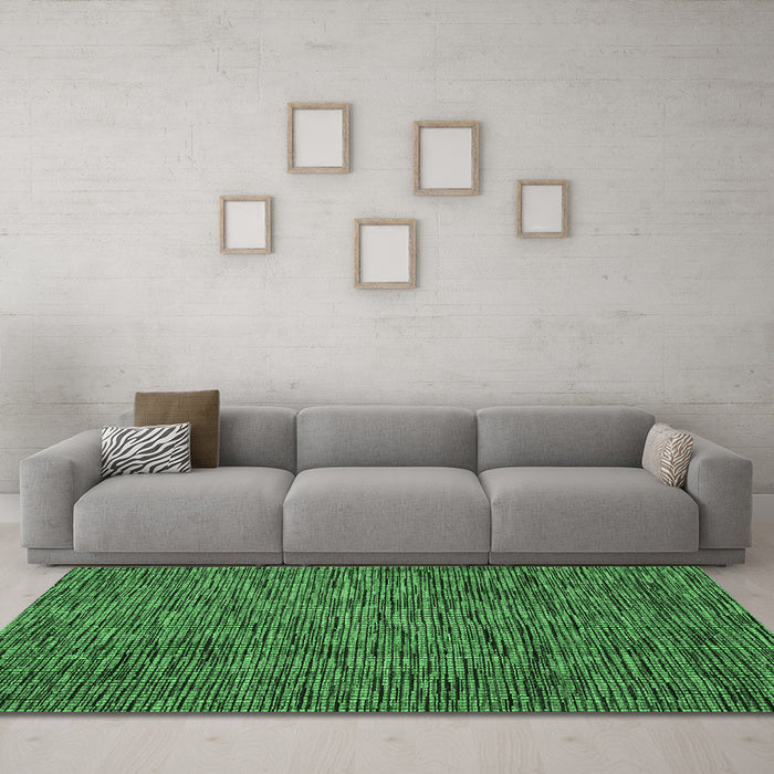 Machine Washable Abstract Emerald Green Modern Area Rugs in a Living Room,, wshabs4568emgrn