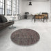 Round Abstract Pink Modern Rug in a Office, abs4568