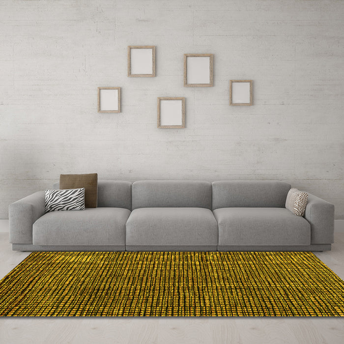 Machine Washable Abstract Yellow Modern Rug in a Living Room, wshabs4569yw