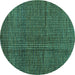 Round Abstract Turquoise Modern Rug, abs4569turq