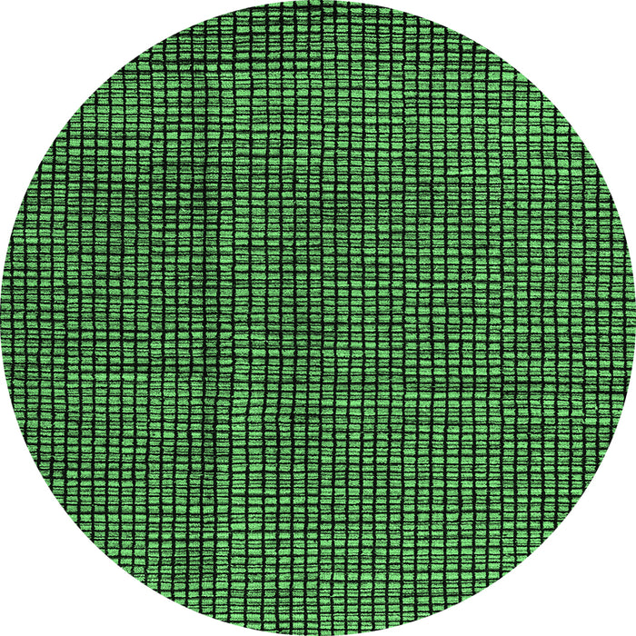 Round Machine Washable Abstract Emerald Green Modern Area Rugs, wshabs4569emgrn
