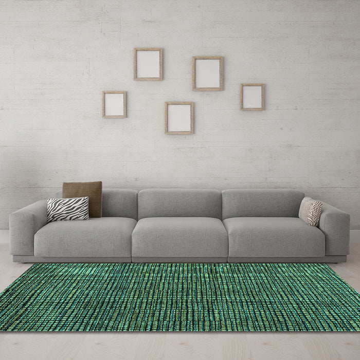 Machine Washable Abstract Turquoise Modern Area Rugs in a Living Room,, wshabs4569turq