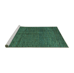 Sideview of Machine Washable Abstract Turquoise Modern Area Rugs, wshabs4569turq