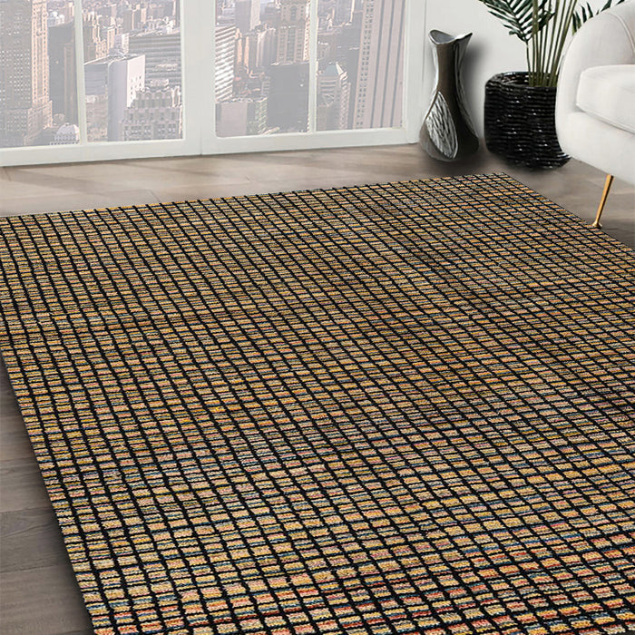 Abstract Brown Modern Rug in Family Room, abs4569