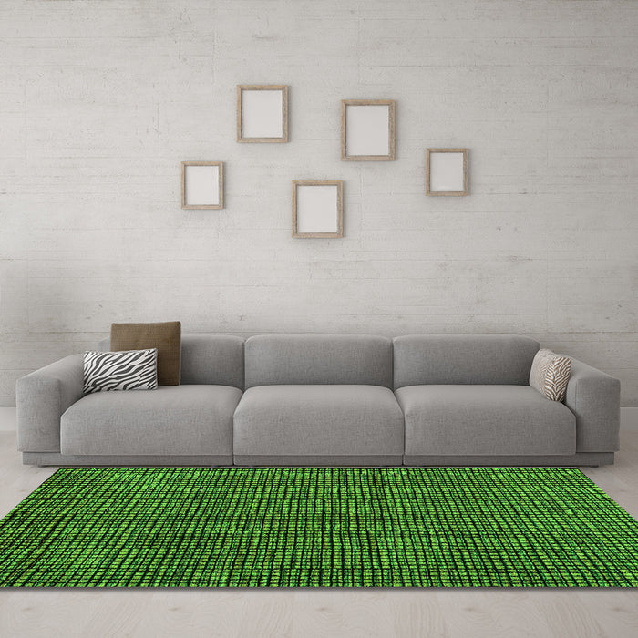 Machine Washable Abstract Green Modern Area Rugs in a Living Room,, wshabs4569grn