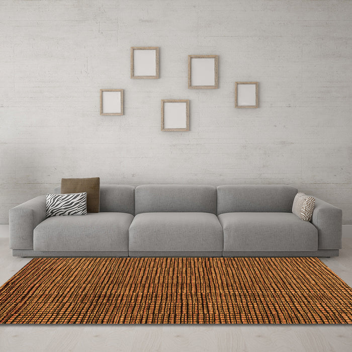 Machine Washable Abstract Orange Modern Area Rugs in a Living Room, wshabs4569org