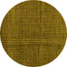 Round Abstract Yellow Modern Rug, abs4569yw