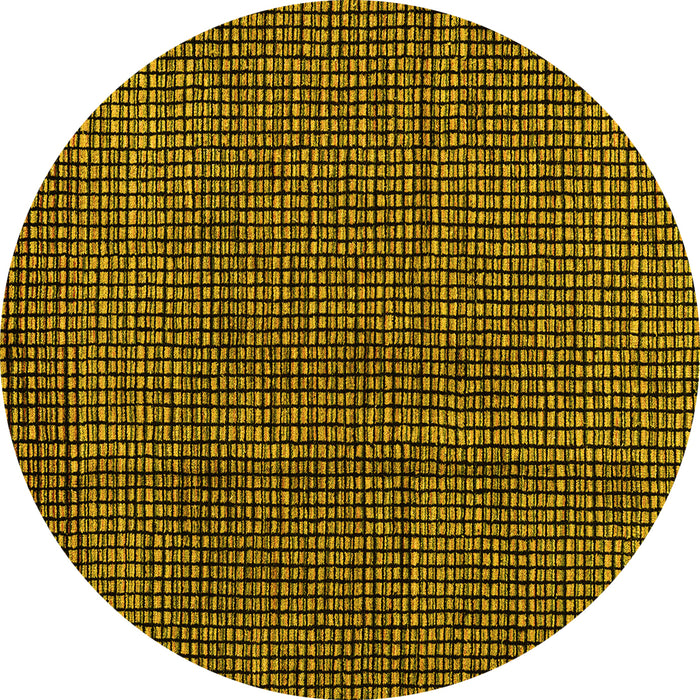 Round Machine Washable Abstract Yellow Modern Rug, wshabs4569yw