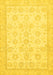 Machine Washable Oriental Yellow Traditional Rug, wshabs456yw