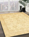 Machine Washable Abstract Mustard Yellow Rug in a Family Room, wshabs456