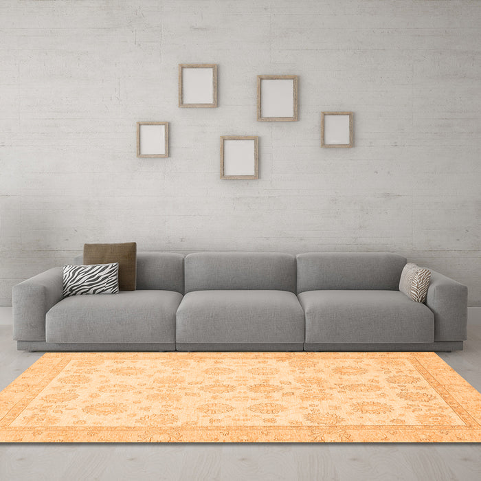 Machine Washable Oriental Orange Traditional Area Rugs in a Living Room, wshabs456org