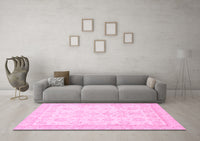 Machine Washable Oriental Pink Traditional Rug, wshabs456pnk