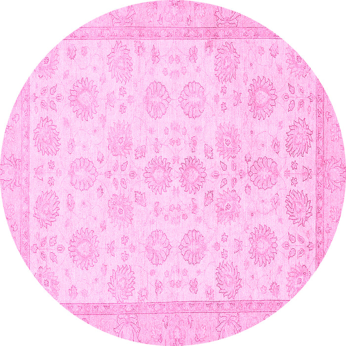 Round Oriental Pink Traditional Rug, abs456pnk