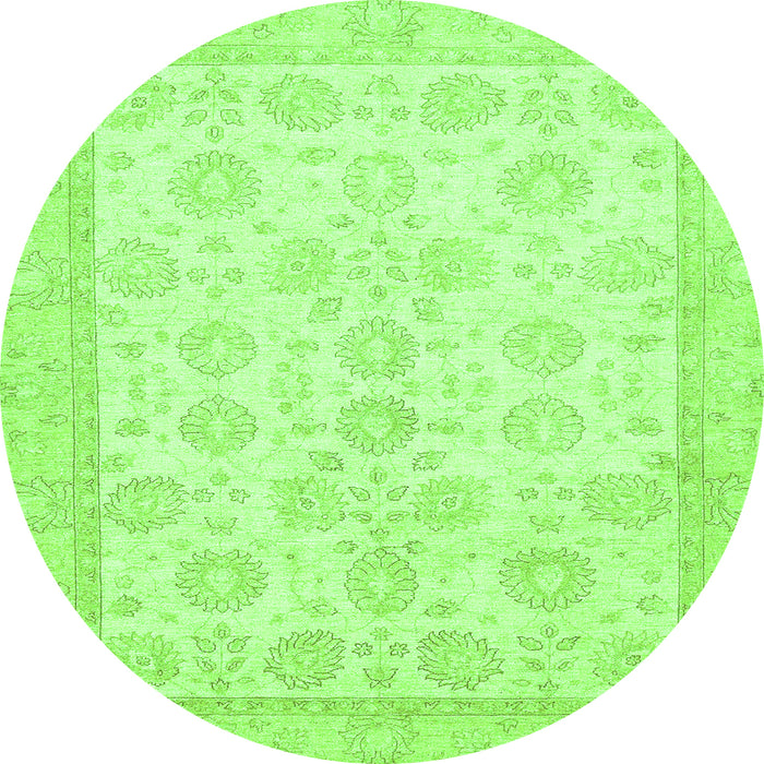 Round Machine Washable Oriental Green Traditional Area Rugs, wshabs456grn