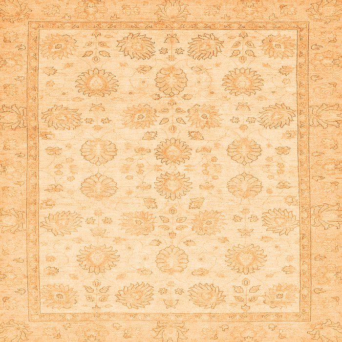 Square Machine Washable Oriental Orange Traditional Area Rugs, wshabs456org