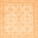 Square Machine Washable Oriental Orange Traditional Area Rugs, wshabs456org