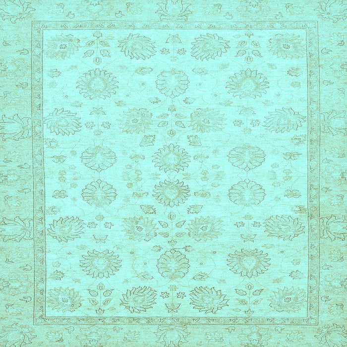 Square Machine Washable Oriental Light Blue Traditional Rug, wshabs456lblu