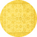 Round Oriental Yellow Traditional Rug, abs456yw