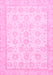 Machine Washable Oriental Pink Traditional Rug, wshabs456pnk