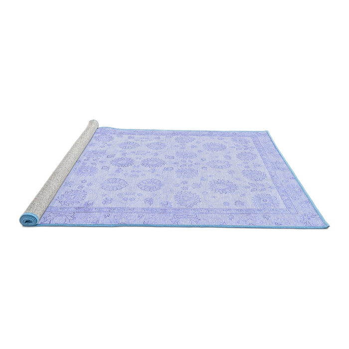 Sideview of Machine Washable Oriental Blue Traditional Rug, wshabs456blu