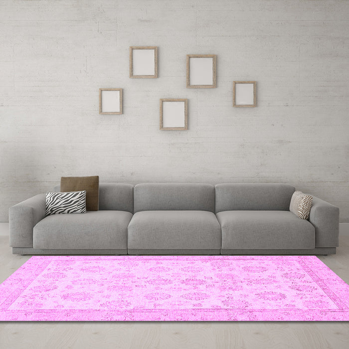 Machine Washable Oriental Purple Traditional Area Rugs in a Living Room, wshabs456pur