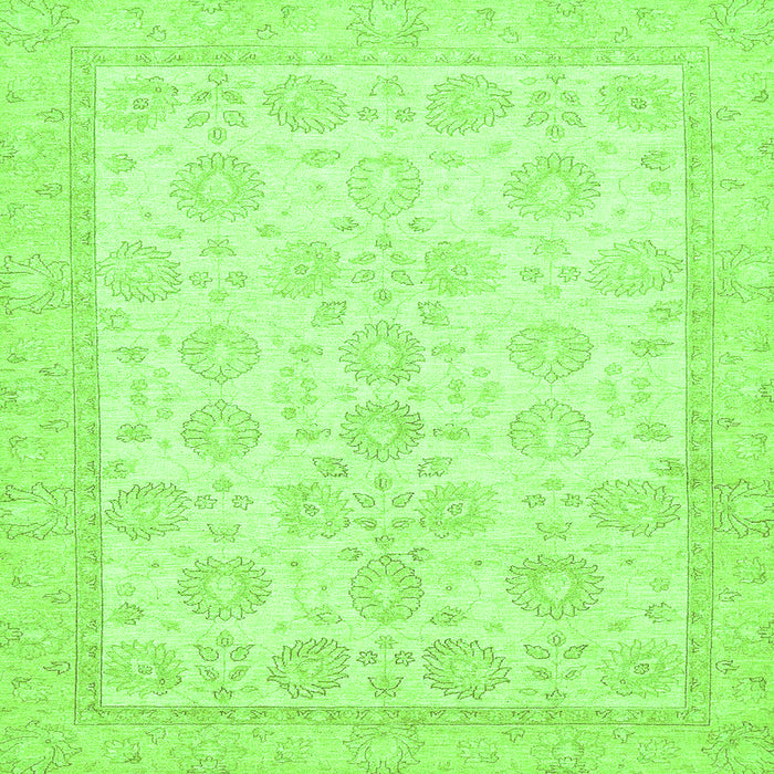 Square Oriental Green Traditional Rug, abs456grn