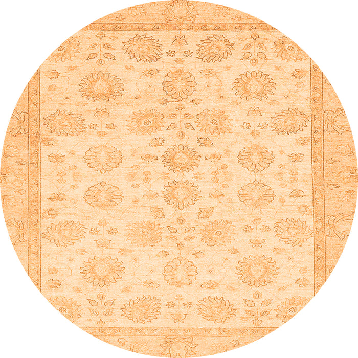 Round Machine Washable Oriental Orange Traditional Area Rugs, wshabs456org
