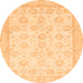 Round Machine Washable Oriental Orange Traditional Area Rugs, wshabs456org